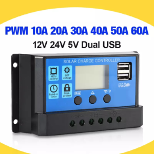 Solar Charger Controller 12V 24V Auto PWM LCD Display 5V Dual USB Output Controller, 50A/40A/30A/20A