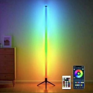 LED Corner Floor Lamp, with Bluetooth APP, Remote Control, Music Sync, for Living Room Gaming Room